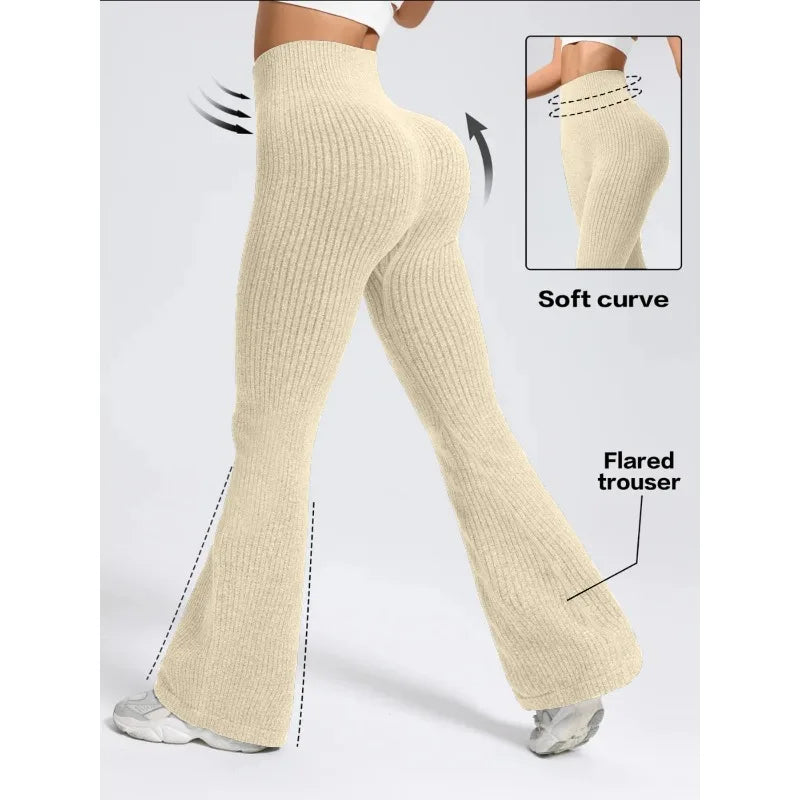 Women'S High-Waist Bell Bottom Pants Sporty Tight Fit Comfortable Elastic Design Ideal for Exercise and Daily Wear