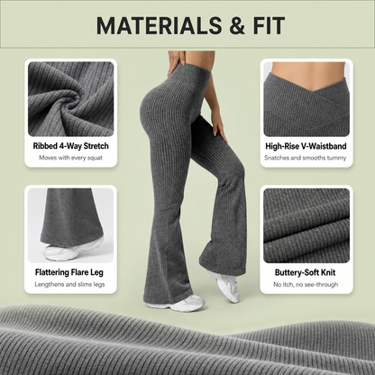 High-Waist Ribbed Flare Leggings