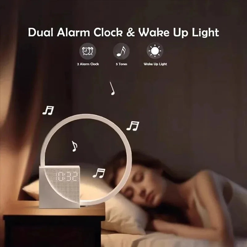 Wake up Night Light with Alarm Clock Touch Table Lamp 3 Levels Dimmable White Noise Sleep Lamp for Kids Bedroom Home Decor