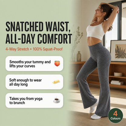 High-Waist Ribbed Flare Leggings