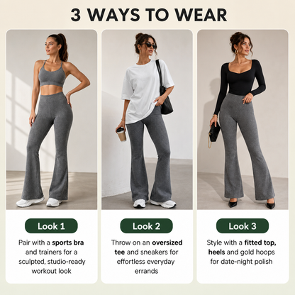 High-Waist Ribbed Flare Leggings