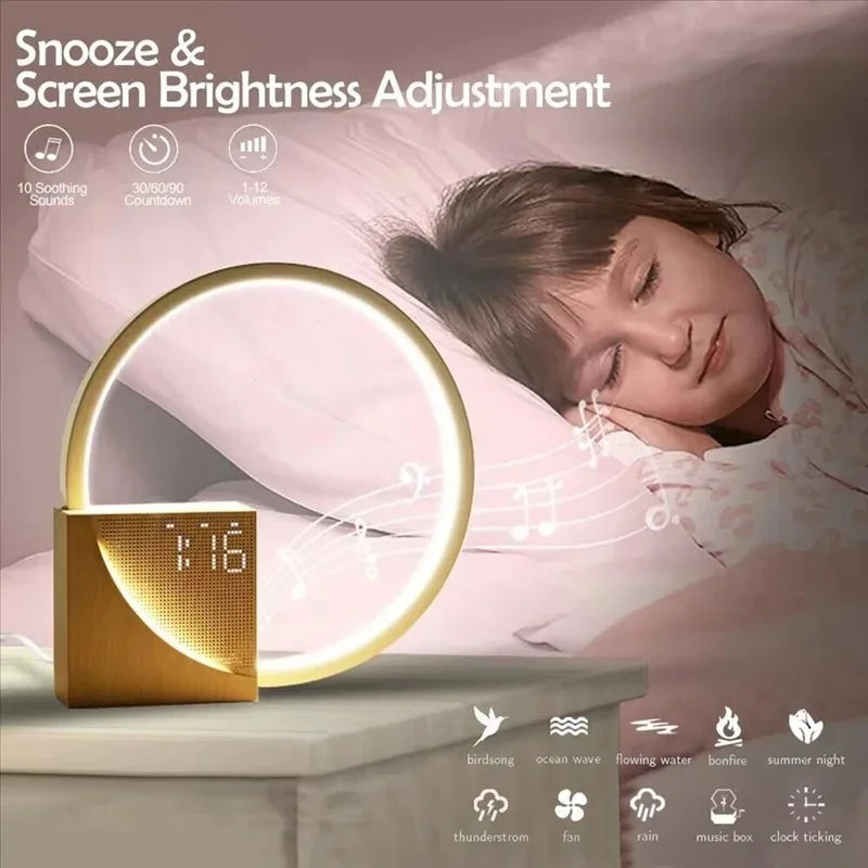 Wake up Night Light with Alarm Clock Touch Table Lamp 3 Levels Dimmable White Noise Sleep Lamp for Kids Bedroom Home Decor