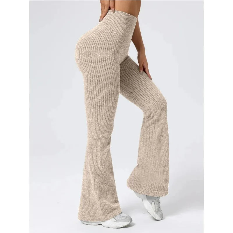 Women'S High-Waist Bell Bottom Pants Sporty Tight Fit Comfortable Elastic Design Ideal for Exercise and Daily Wear