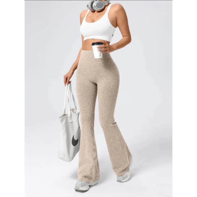 Women'S High-Waist Bell Bottom Pants Sporty Tight Fit Comfortable Elastic Design Ideal for Exercise and Daily Wear